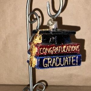 Old World Christmas OWC “Congratulations Graduate!” Glass and Glitter Ornament